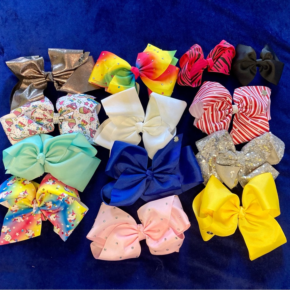 Jojo Siwa Hair Bows - 11 Unique Bows 4.7 x 3.2 Inch Size -different Colorful